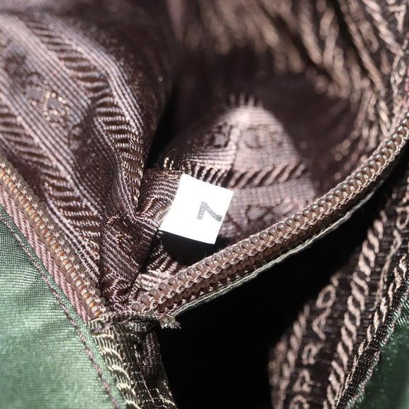 PRADA Tote Bag Nylon Leather Silver Brown Auth 155189