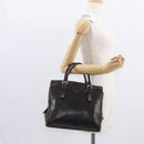 PRADA Tote Bag Nylon Leather Silver Brown Auth 155189-24