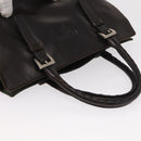 PRADA Tote Bag Nylon Leather Silver Brown Auth 155189-6