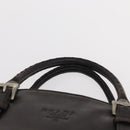 PRADA Tote Bag Nylon Leather Silver Brown Auth 155189-8