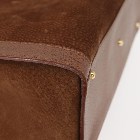 GUCCI Bamboo Hand Bag Suede Brown Gold 002 1186 2060 Auth 155190