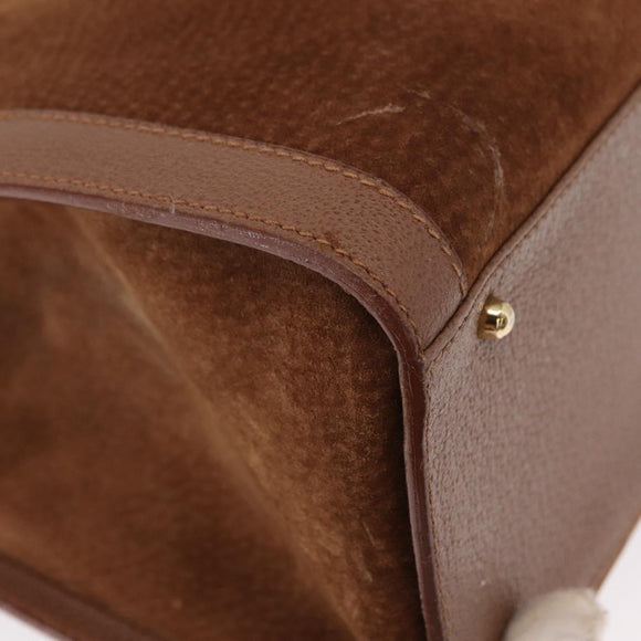 GUCCI Bamboo Hand Bag Suede Brown Gold 002 1186 2060 Auth 155190