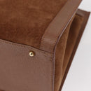 GUCCI Bamboo Hand Bag Suede Brown Gold 002 1186 2060 Auth 155190-13