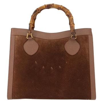GUCCI Bamboo Hand Bag Suede Brown Gold 002 1186 2060 Auth 155190 - 0