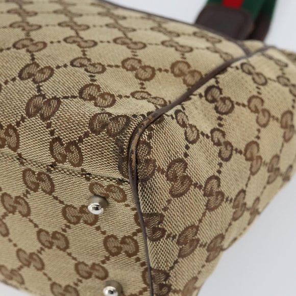 GUCCI GG Canvas Web Sherry Line Hand Bag Beige Red Green 145810 Auth 155191