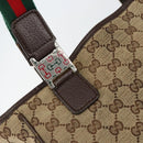 GUCCI GG Canvas Web Sherry Line Hand Bag Beige Red Green 145810 Auth 155191-14