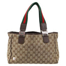 GUCCI GG Canvas Web Sherry Line Hand Bag Beige Red Green 145810 Auth 155191-2