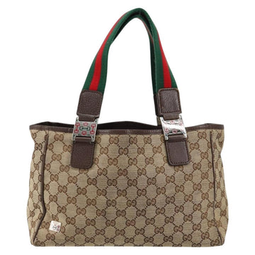 GUCCI GG Canvas Web Sherry Line Hand Bag Beige Red Green 145810 Auth 155191 - 0