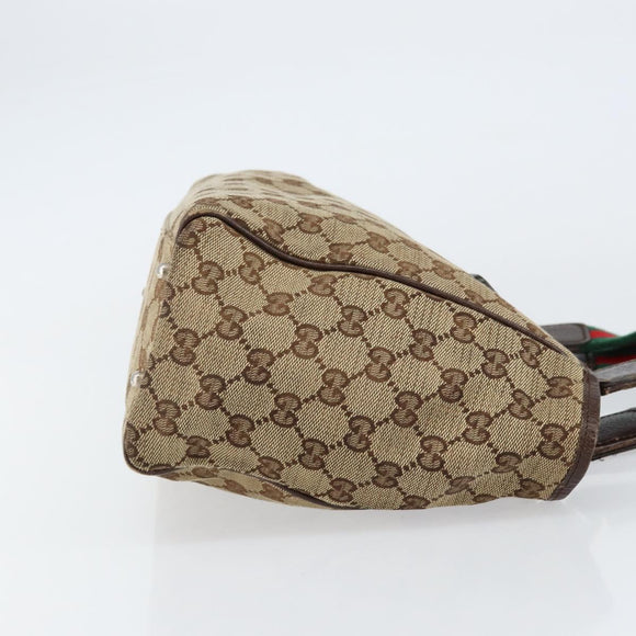 GUCCI GG Canvas Web Sherry Line Hand Bag Beige Red Green 145810 Auth 155191