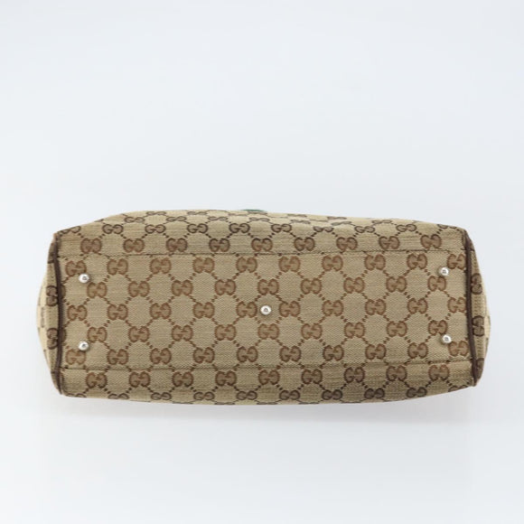 GUCCI GG Canvas Web Sherry Line Hand Bag Beige Red Green 145810 Auth 155191