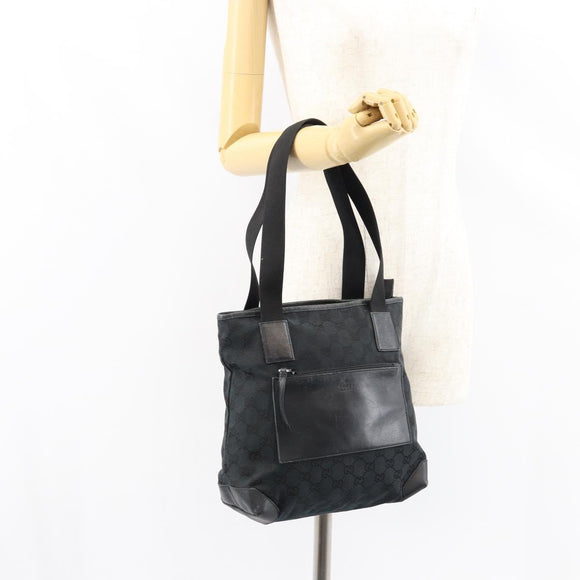 GUCCI GG Canvas Hand Bag Black 019 0402 Auth 155192
