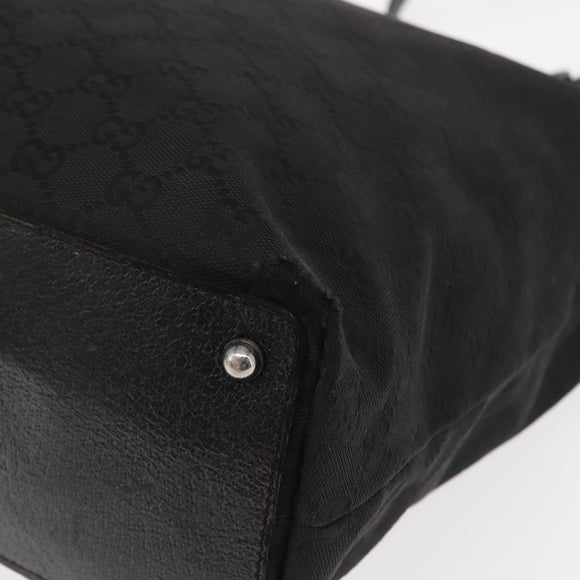 GUCCI GG Canvas Tote Bag Black Silver 120836 Auth 155197