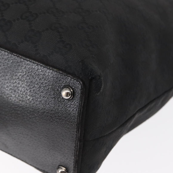 GUCCI GG Canvas Tragetasche Schwarz Silber 120836 Auth 155197