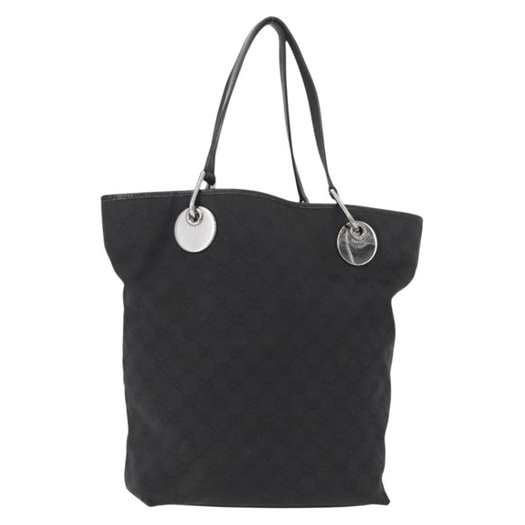 GUCCI GG Canvas Tragetasche Schwarz Silber 120836 Auth 155197