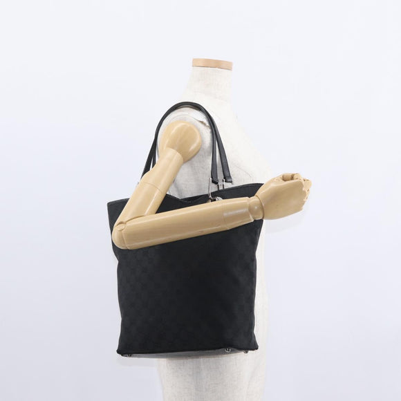 GUCCI GG Canvas Tote Bag Black Silver 120836 Auth 155197