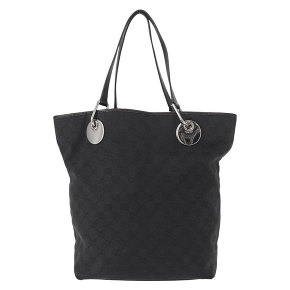 GUCCI GG Canvas Tragetasche Schwarz Silber 120836 Auth 155197