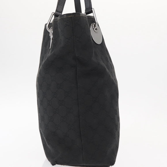 GUCCI GG Canvas Tote Bag Black Silver 120836 Auth 155197