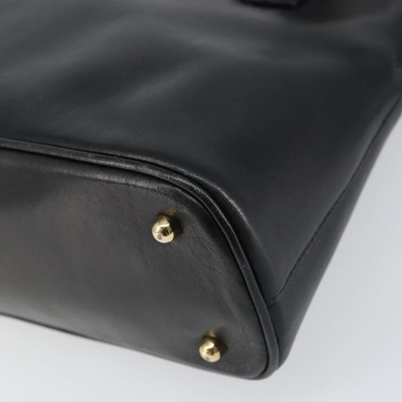 GUCCI Bamboo Hand Bag Leather 2way Black 000 1046 0290 Auth 155198