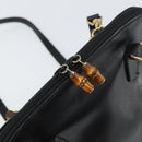 GUCCI Bamboo Hand Bag Leather 2way Black 000 1046 0290 Auth 155198-19