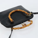 GUCCI Bamboo Hand Bag Leather 2way Black 000 1046 0290 Auth 155198-6