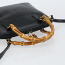 GUCCI Bamboo Hand Bag Leather 2way Black 000 1046 0290 Auth 155198-7