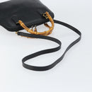 GUCCI Bamboo Hand Bag Leather 2way Black 000 1046 0290 Auth 155198-8