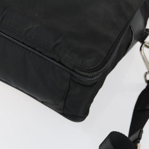 PRADA Business Bag Nylon 2way Black Silver Auth 155199