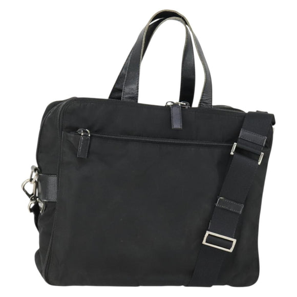 PRADA Business Bag Nylon 2way Black Silver Auth 155199