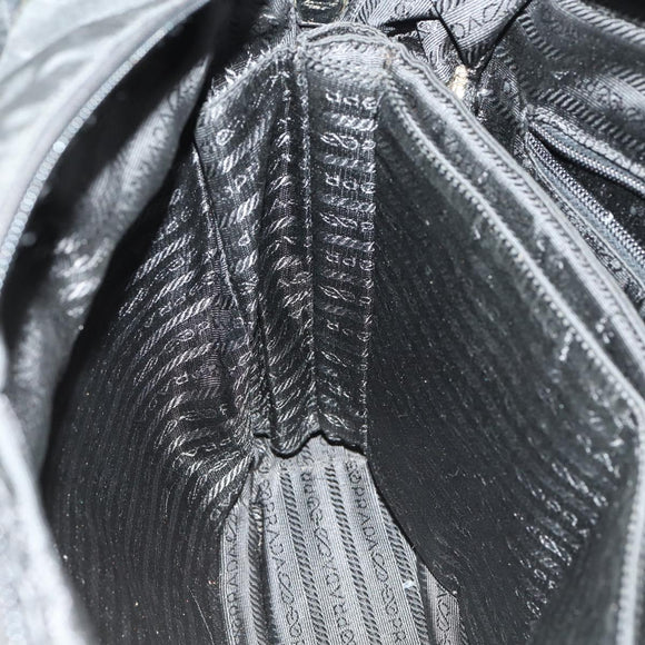 PRADA Business Bag Nylon 2way Black Silver Auth 155199