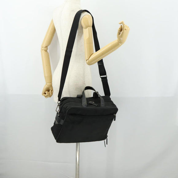 PRADA Business Bag Nylon 2way Black Silver Auth 155199