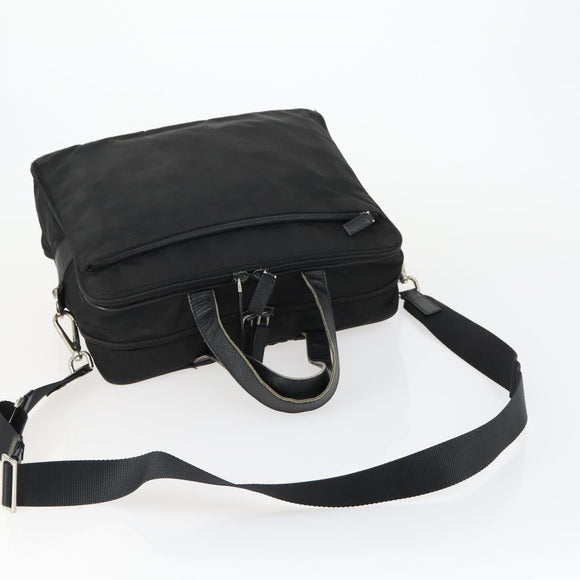 PRADA Business Bag Nylon 2way Black Silver Auth 155199