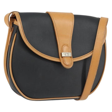 Christian Dior Shoulder Bag PVC Leather Black Gold Auth 155201