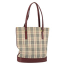 BURBERRY Nova Check Tote Bag Canvas Beige Gold Auth 155202-1