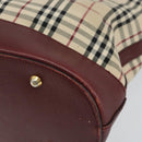 BURBERRY Nova Check Tote Bag Canvas Beige Gold Auth 155202-15