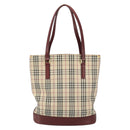 BURBERRY Nova Check Tote Bag Canvas Beige Gold Auth 155202-13
