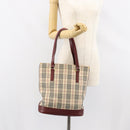 BURBERRY Nova Check Tote Bag Canvas Beige Gold Auth 155202-25