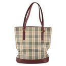 BURBERRY Nova Check Tote Bag Canvas Beige Gold Auth 155202-2