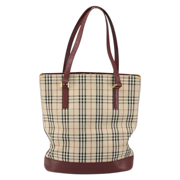 BURBERRY Nova Check Tote Bag Canvas Beige Gold Auth 155202 - 0