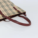 BURBERRY Nova Check Tote Bag Canvas Beige Gold Auth 155202-7