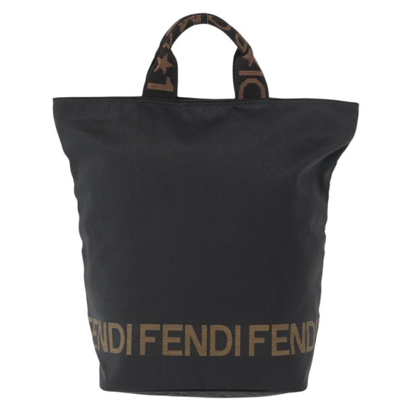 FENDI Hand Bag Nylon Black Auth 155203