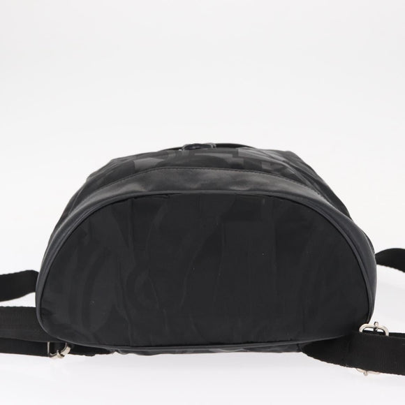 Salvatore Ferragamo Gancini Backpack Nylon Black Silver Auth 155204
