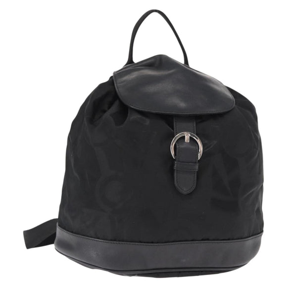 Salvatore Ferragamo Gancini Backpack Nylon Black Silver Auth 155204
