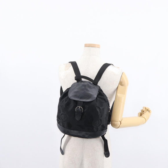Salvatore Ferragamo Gancini Backpack Nylon Black Silver Auth 155204