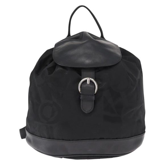 Salvatore Ferragamo Gancini Backpack Nylon Black Silver Auth 155204