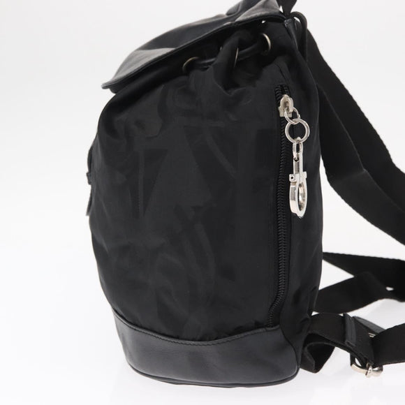 Salvatore Ferragamo Gancini Backpack Nylon Black Silver Auth 155204