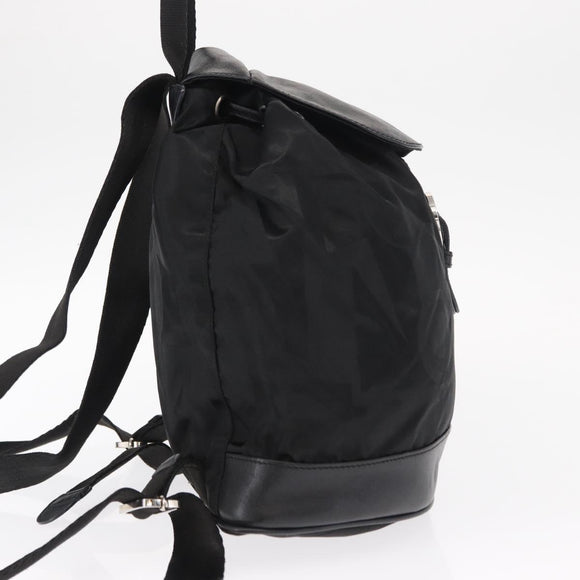 Salvatore Ferragamo Gancini Backpack Nylon Black Silver Auth 155204