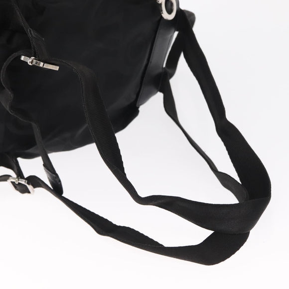 Salvatore Ferragamo Gancini Backpack Nylon Black Silver Auth 155204