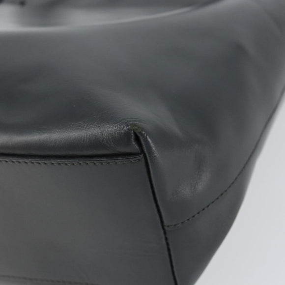 PRADA Tote Bag Leather Black Silver Auth 155205