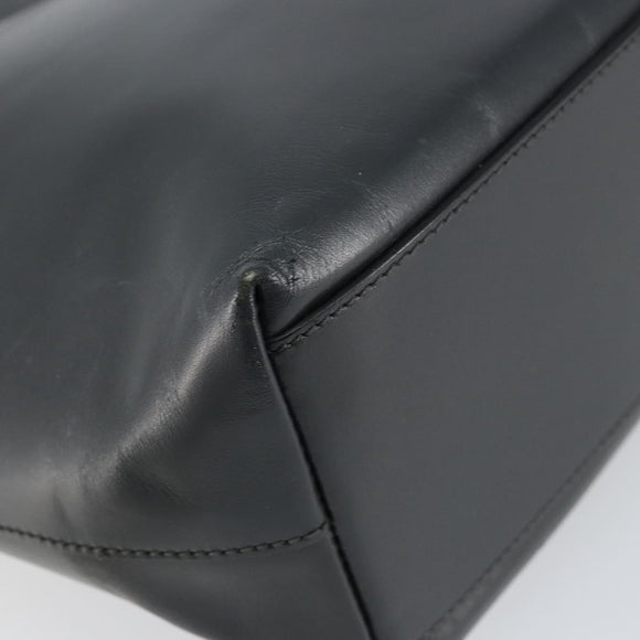 PRADA Tote Bag Leather Black Silver Auth 155205