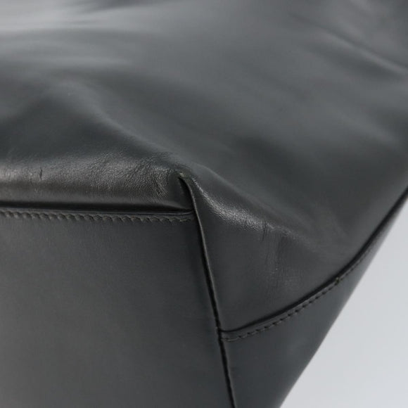 PRADA Tote Bag Leather Black Silver Auth 155205